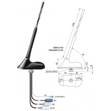 12V stogo antena furgonams su metaliniu stogu 12V stogo antena furgonams su metaliniu stogu