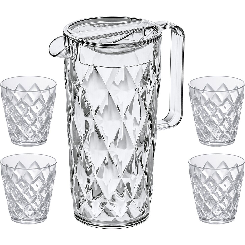 1,6 l ąsotis su 4 puodeliais 250 ml skaidrus