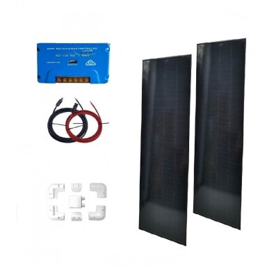 240W (2x120W) Monokristalinių juodų saulės baterijų komplektas 240W (2x120W) Monokristalinių juodų saulės baterijų komplektas