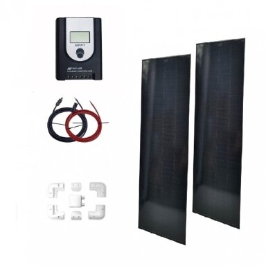 340W (2x170W) Monokristalinių juodų saulės baterijų komplektas 340W (2x170W) Monokristalinių juodų saulės baterijų komplektas