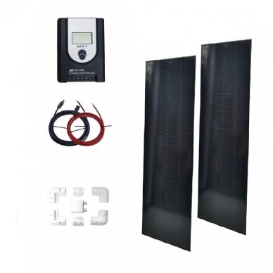 340W (2x170W) Monokristalinių juodų saulės baterijų komplektas 340W (2x170W) Monokristalinių juodų saulės baterijų komplektas
