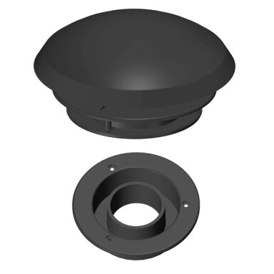 Grybo formos ventiliacijos anga ⌀ 190 mm su žarnos jungtimi - stogo išpjova ⌀ 110 mm - juoda Grybo formos ventiliacijos anga ⌀ 190 mm su žarnos jungtimi - stogo išpjova ⌀ 110 mm - juoda