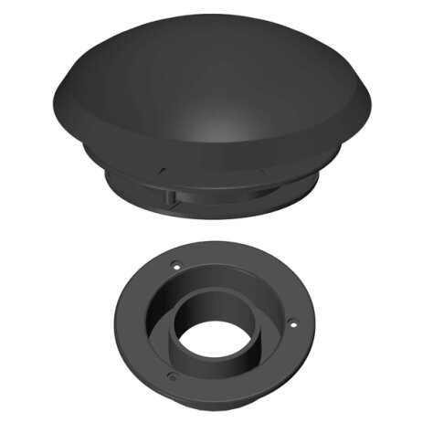 Grybo formos ventiliacijos anga ⌀ 190 mm su žarnos jungtimi - stogo išpjova ⌀ 110 mm - juoda