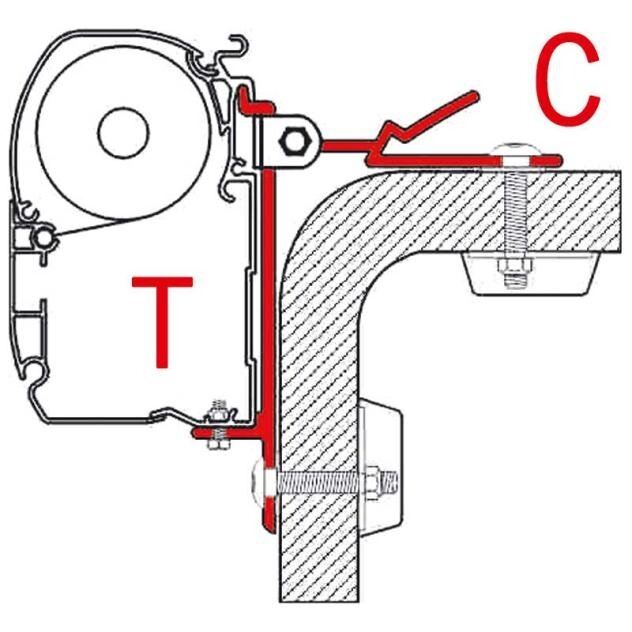 Adapteris F45i/F45iL nestandartiniam tvirtinimui (tik T raide pažymėta dalis) 1