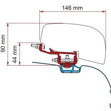 Markizės adapteris F40van, skirtas VW T5 / T6 Transporter ir Multivan - C bėgis - vairas kairėje ir dešinėje