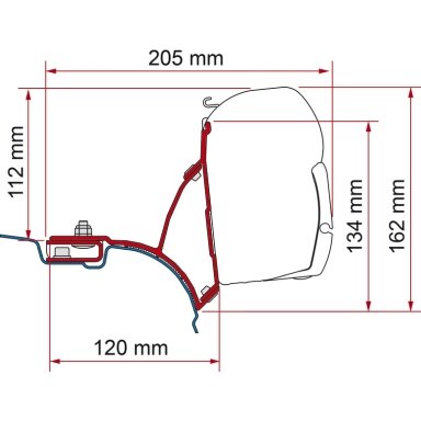 Adapteris F45 markizei VW T5/T6 Transporter Multivan - juodas EU versija Adapteris F45 markizei VW T5/T6 Transporter Multivan - juodas EU versija