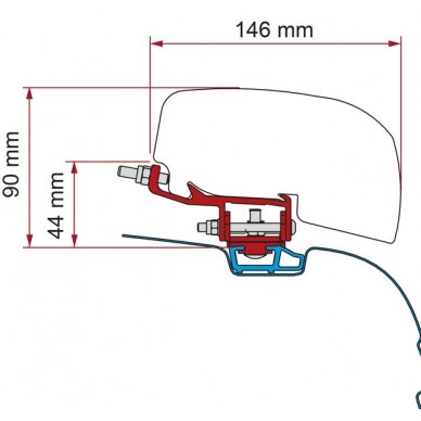 Markizės adapteris F40van, skirtas VW T5 / T6 Transporter ir Multivan - C bėgis - vairas kairėje ir dešinėje Markizės adapteris F40van, skirtas VW T5 / T6 Transporter ir Multivan - C bėgis - vairas kairėje ir dešinėje
