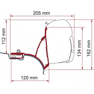 Adapteris F45 markizei VW T5/T6 Transporter Multivan - juodas EU versija Adapteris F45 markizei VW T5/T6 Transporter Multivan - juodas EU versija