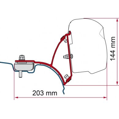 Adapteris F43Van markizei VW T5 / T6 trumpai ratų bazei UK Adapteris F43Van markizei VW T5 / T6 trumpai ratų bazei UK