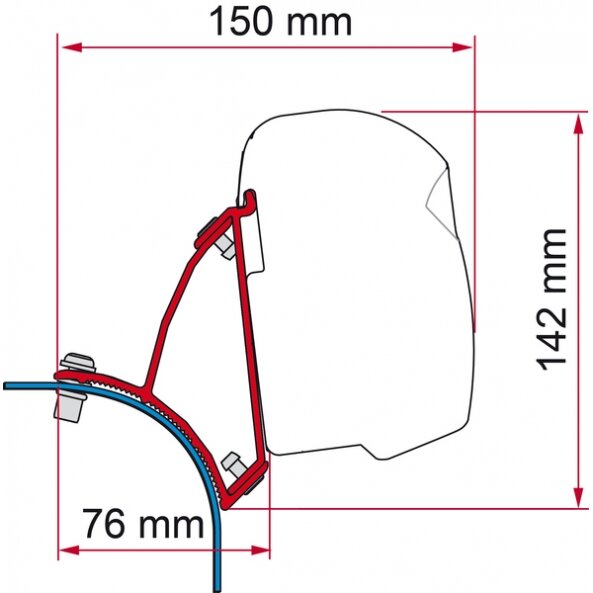 Juodas adapteris F43Van VW T5/T6 Lift Roof Trumpai ir ilgai bazei