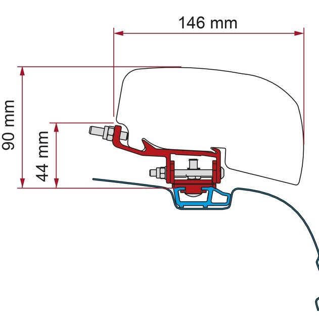 Markizės adapteris F40van, skirtas VW T5 / T6 Transporter ir Multivan - C bėgis - vairas kairėje ir dešinėje Markizės adapteris F40van, skirtas VW T5 / T6 Transporter ir Multivan - C bėgis - vairas kairėje ir dešinėje