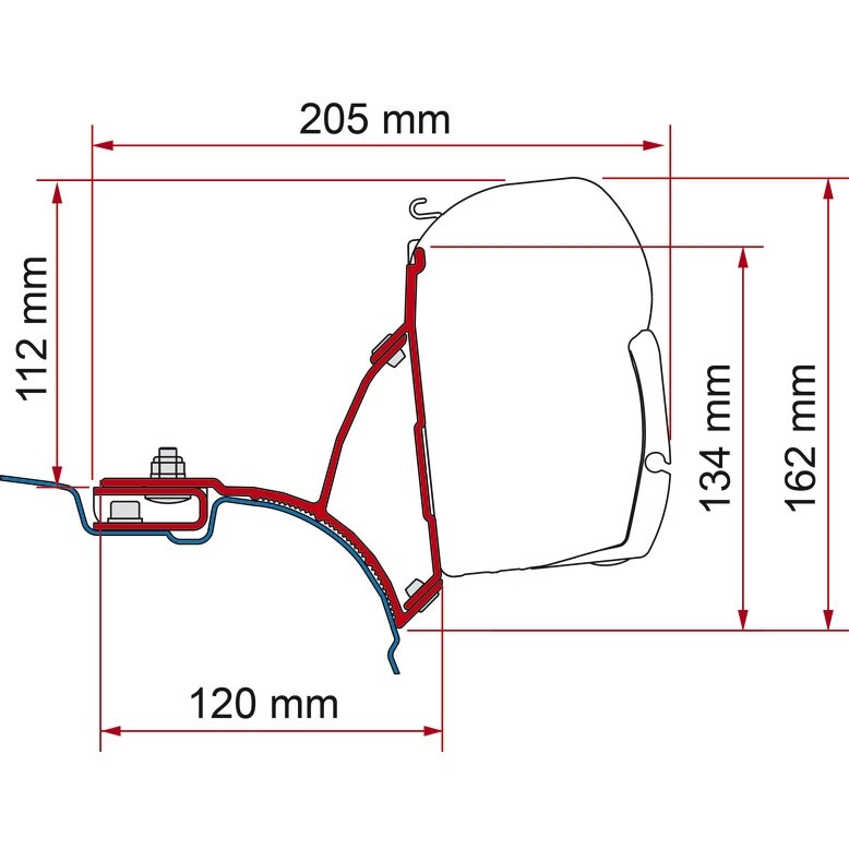 Adapteris F45 markizei VW T5/T6 Transporter Multivan - juodas EU versija Adapteris F45 markizei VW T5/T6 Transporter Multivan - juodas EU versija