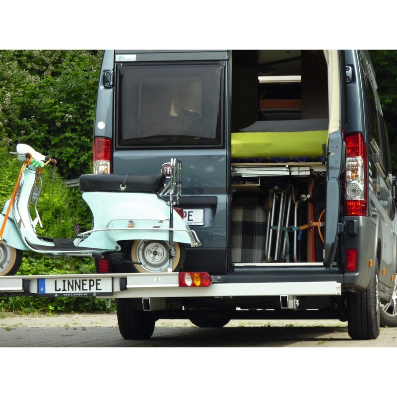 Motociklo laikiklis Slide-Port su trumpa iškyša (6 m) slankiojančia Fiat Ducato 1 Motociklo laikiklis Slide-Port su trumpa iškyša (6 m) slankiojančia Fiat Ducato 1