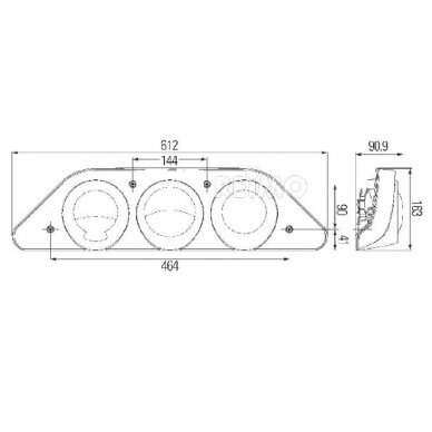 Kairysis galinis žibintas Caraluna Modular, 12V lempa 1