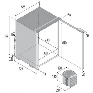 Vitrifrigo kompresorinis šaldytuvas C110BT 12/24V juodas