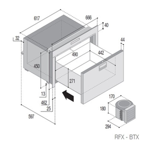 šaldytuvas stalčius DW75RFX OCX 1