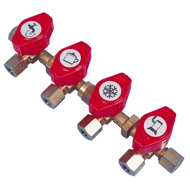 Dujų vožtuvo blokas VK4, 4x įėjimas 8mm Dujų vožtuvo blokas VK4, 4x įėjimas 8mm