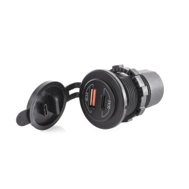 Dvigubas USB įkrovimo lizdas 12V / 24V Dvigubas USB įkrovimo lizdas 12V / 24V
