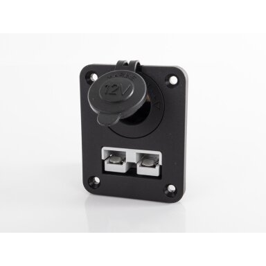 Tvirtinimo skydelis su 12 V maitinimo lizdu ir 50 A jungtimi (Anderson stiliaus) Tvirtinimo skydelis su 12 V maitinimo lizdu ir 50 A jungtimi (Anderson stiliaus)