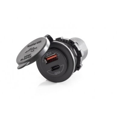Dvigubas USB įkrovimo lizdas 12V / 24V 3