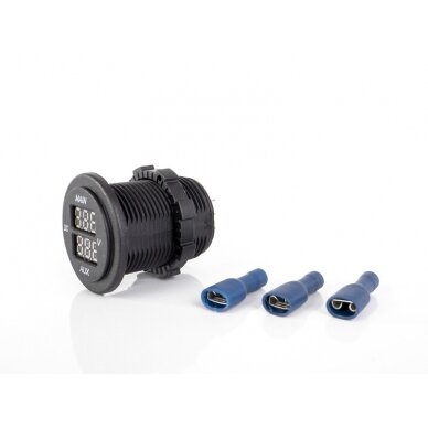 Dvigubas LED voltmetras (MAIN / AUX), skirtas transporto priemonei ir įmontuotam akumuliatoriui 2