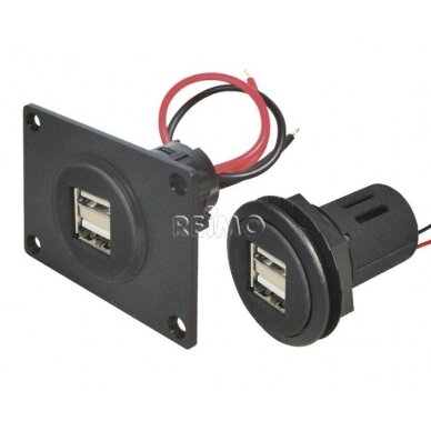 12 / 24 V USB skydelio dėžutė su dvigubu USB 2 x 2,5 A – su tvirtinimo plokšte 12 / 24 V USB skydelio dėžutė su dvigubu USB 2 x 2,5 A – su tvirtinimo plokšte