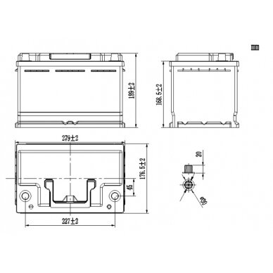 LiFePO4 akumuliatorius Li100BH6 – po sėdyne esantis akumuliatorius VW T6.1 / T6 / T5 3