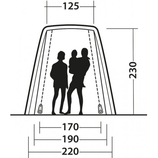 Laisvai pastatoma galinė palapinė SANDCREST L autobusui, kurio aukštis 175–205 cm 13