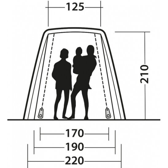 Laisvai pastatoma galinė palapinė SANDCREST S, skirta 155–185 cm aukščio autobusui 13