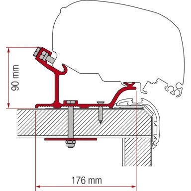 Adapterio markizės F65L ir F80S, skirtos Kit Carthago Malibu 340 cm