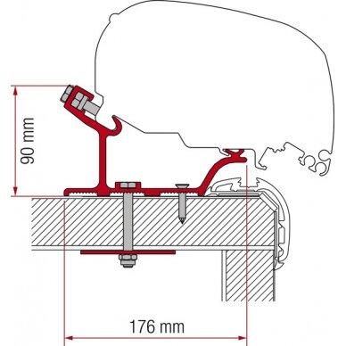 Adapterio markizės F65L ir F80S, skirtos Kit Carthago Malibu 340 cm Adapterio markizės F65L ir F80S, skirtos Kit Carthago Malibu 340 cm