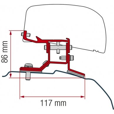 Adapteris stogo markizei F40van Ford Transit Custom trumpa ratų bazė Adapteris stogo markizei F40van Ford Transit Custom trumpa ratų bazė