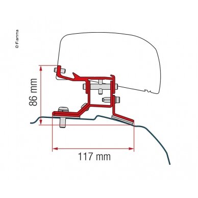 Adapteris stogo markizei F40van Ford Transit Custom trumpos ratų bazės JK versija Adapteris stogo markizei F40van Ford Transit Custom trumpos ratų bazės JK versija