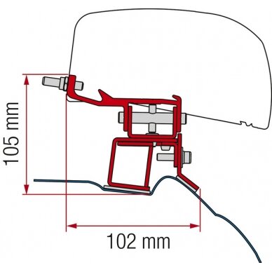 Adapteris stogo markizei F40van Mercedes V-Class nuo 2014 m Adapteris stogo markizei F40van Mercedes V-Class nuo 2014 m