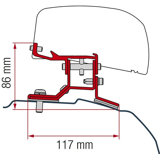 Adapteris stogo markizei F40van Ford Transit Custom trumpa ratų bazė Adapteris stogo markizei F40van Ford Transit Custom trumpa ratų bazė