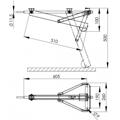 AL-KO kojų atrama normali 800kg, montavimo matmuo 605mm 1 AL-KO kojų atrama normali 800kg, montavimo matmuo 605mm 1