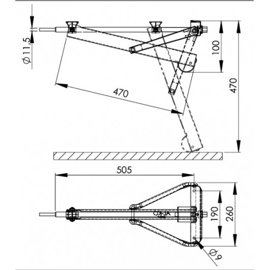 AL-KO kojų atrama normali 800kg, montavimo matmuo 505mm 1 AL-KO kojų atrama normali 800kg, montavimo matmuo 505mm 1