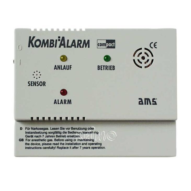 AMS kombinuotas kompaktiškas dujų signalizatorius skirtas KO/LPG 12V