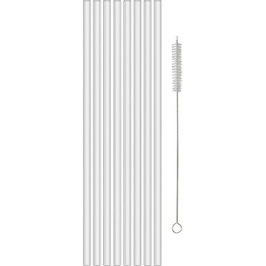 Šiaudeliai CHEERS STRAWS 27 cm rinkinys iš 8 su šepečiu