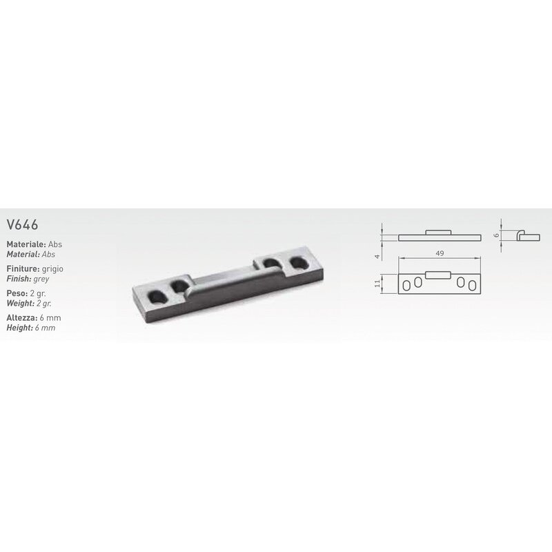 Atmušimo plokštė iš ABS, 49x11x4mm