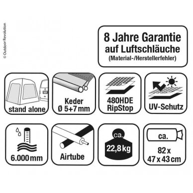 Autobuso tentas Outdoor Revolution Movelite 1 – W300xD300 / H180-255cm 2