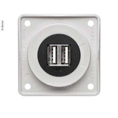 Berker USB įkrovimo lizdas 12V dviguba matinė juoda, įdėklas juodas