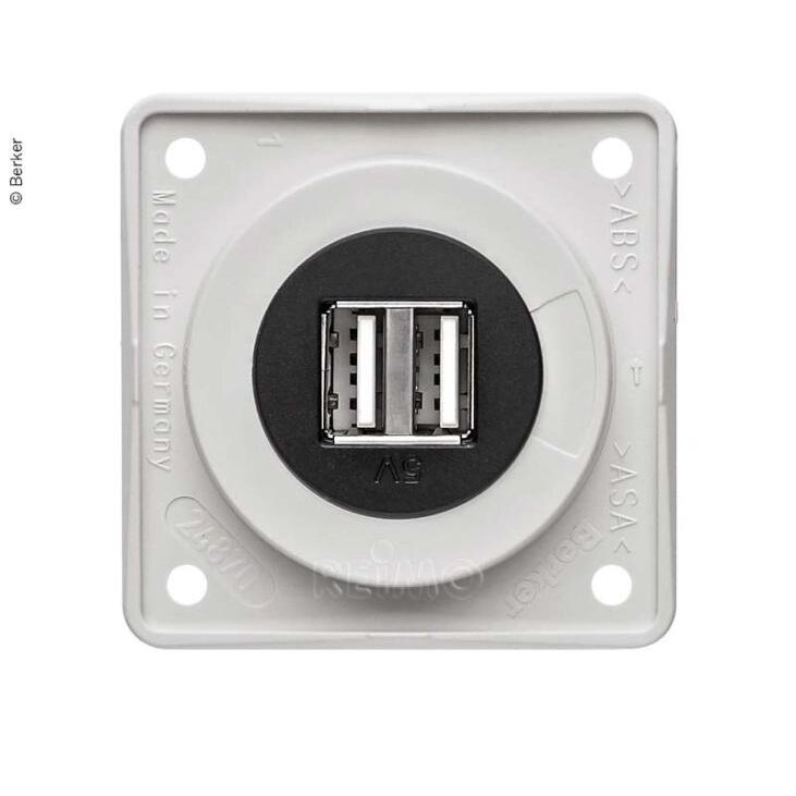 Berker USB įkrovimo lizdas 12V dviguba matinė juoda, įdėklas juodas Berker USB įkrovimo lizdas 12V dviguba matinė juoda, įdėklas juodas