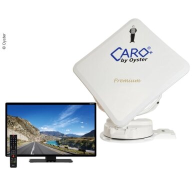 Caro®+ Premium palydovinė plokščia antena su 32 colių Oyster® televizoriumi Caro®+ Premium palydovinė plokščia antena su 32 colių Oyster® televizoriumi
