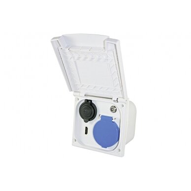 Daugiafunkcinis lauko lizdas su dvigubu USB / HDM / 230 V / palydovas, baltas Daugiafunkcinis lauko lizdas su dvigubu USB / HDM / 230 V / palydovas, baltas