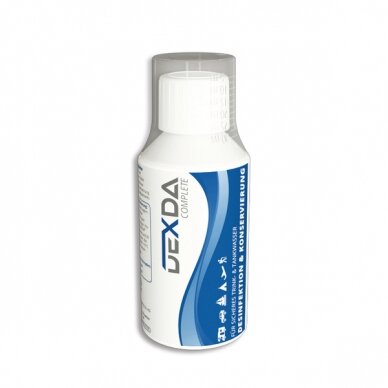 DEXDA Complete Visapusiška vandens dezinfekantas ir konservantas 100ml, skirta 1000L DEXDA Complete Visapusiška vandens dezinfekantas ir konservantas 100ml, skirta 1000L