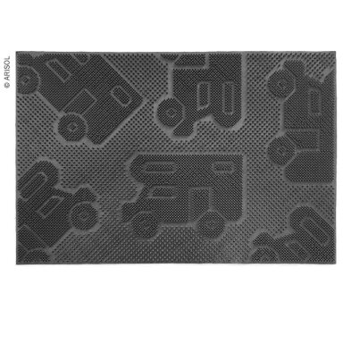 Durų kilimėlis CAMPER MAT 40x60cm, juodas, su motyvu: Kemperis+Karavanas