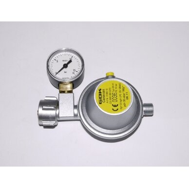 Dujų reduktorius 8 mm su manometru, 0,8 kg/h Dujų reduktorius 8 mm su manometru, 0,8 kg/h