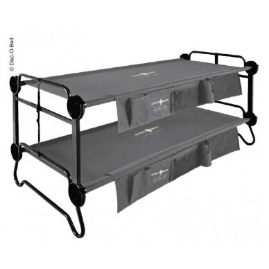 Dviaukštė lova Disc-O-Bed XL antracito spalvos su šoninėmis kišenėmis Dviaukštė lova Disc-O-Bed XL antracito spalvos su šoninėmis kišenėmis