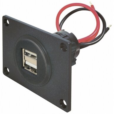 Dvigubo maitinimo USB lizdas su montavimo plokšte 12 - 24 V Dvigubo maitinimo USB lizdas su montavimo plokšte 12 - 24 V